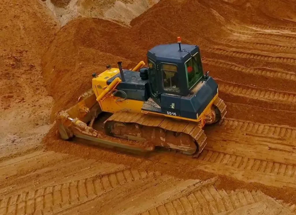 Site preparation with bulldozer.